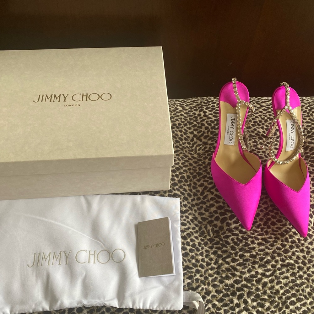 Jimmy Choo Saeda 100 fuscia heels 38 - Picture 3 of 11